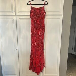 Elegant Red Sequin Dress